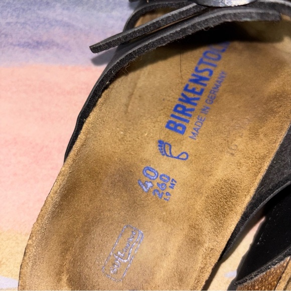 Birkenstock Florida Birko Flor Soft Footbed - Black sandals women’s  size 9 - Picture 10 of 11